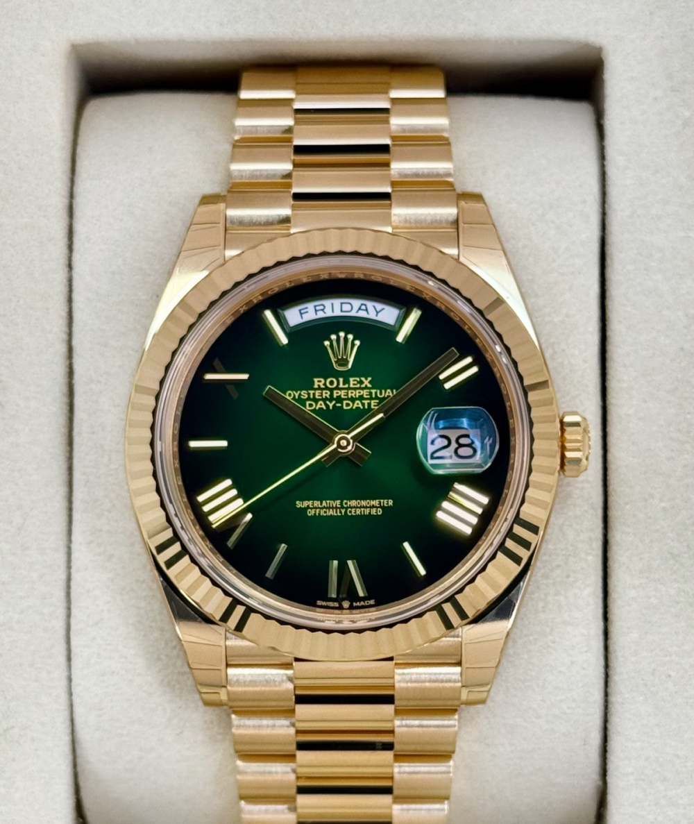 NEW 2026 Rolex Day-Date 40mm 228238 Presidential Green Ombre Dial (STICKERED)