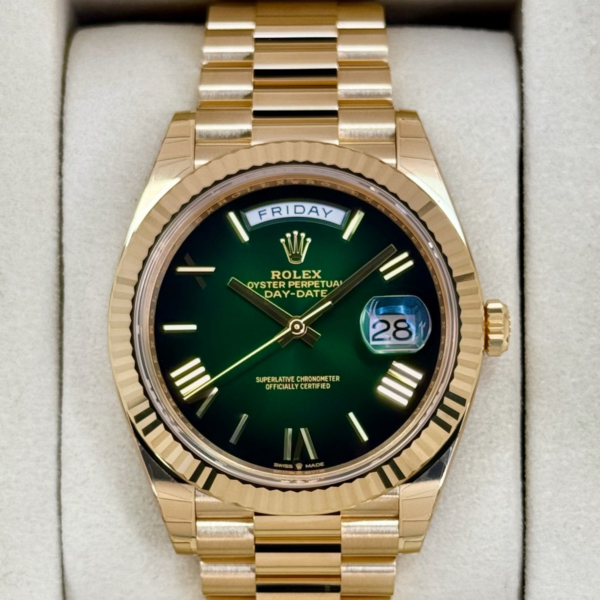 NEW 2026 Rolex Day-Date 40mm 228238 Presidential Green Ombre Dial (STICKERED)