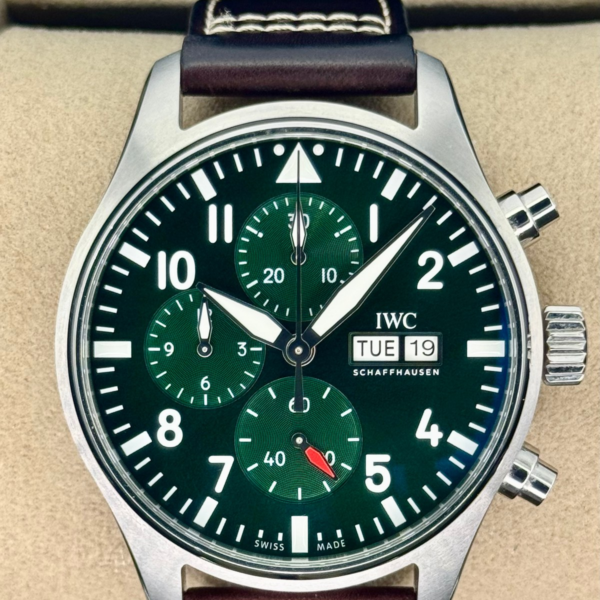 2025 IWC Pilot's Watch Chronograph 43mm IW378005 Stainless Steel Green Dial