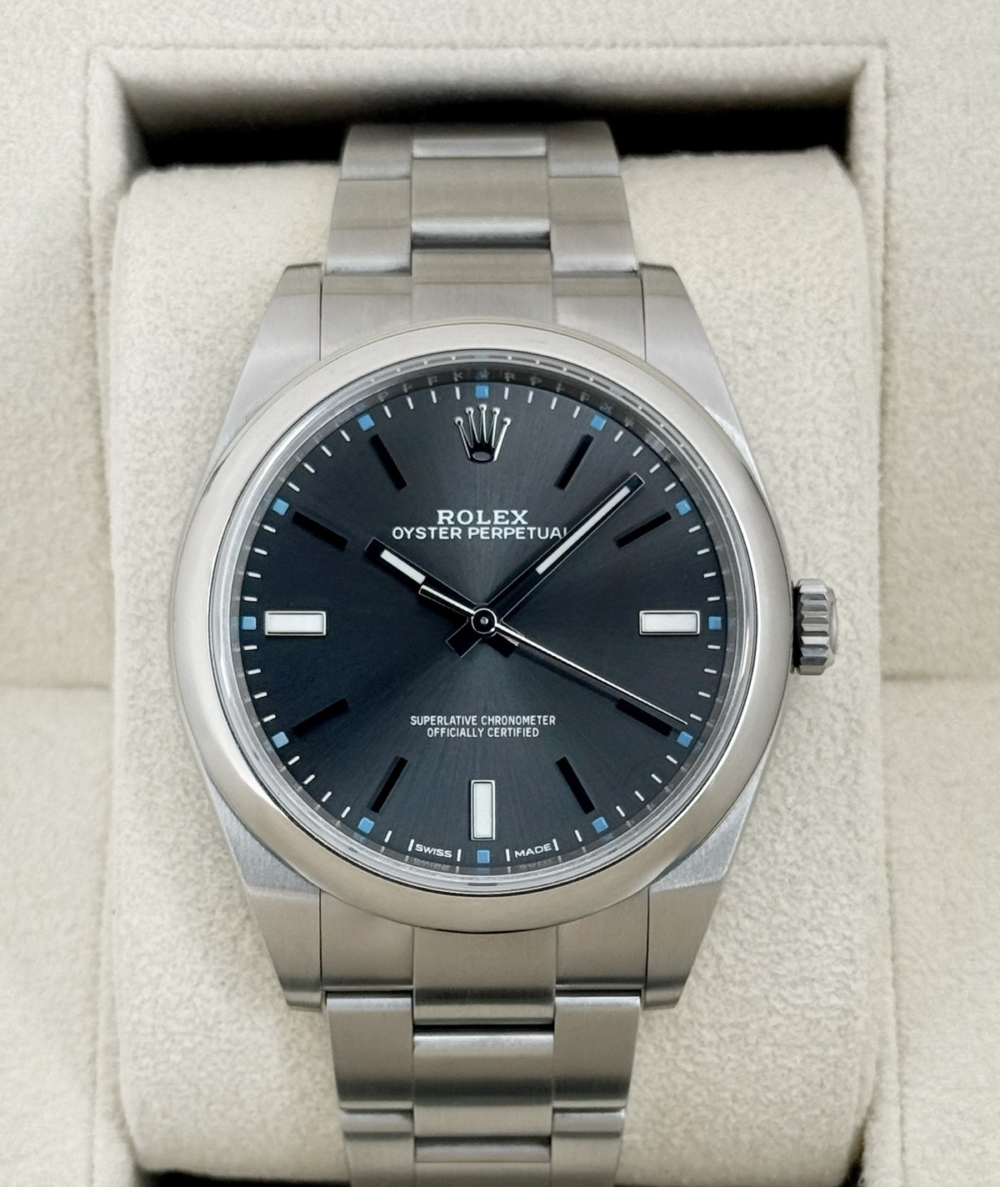 2019 Rolex Oyster Perpetual 39mm 114300 Rhodium Dial
