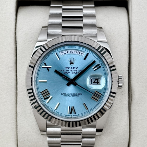 NEW 2026 Rolex Day-Date Platinum 40mm 228236 Ice Blue Roman Dial