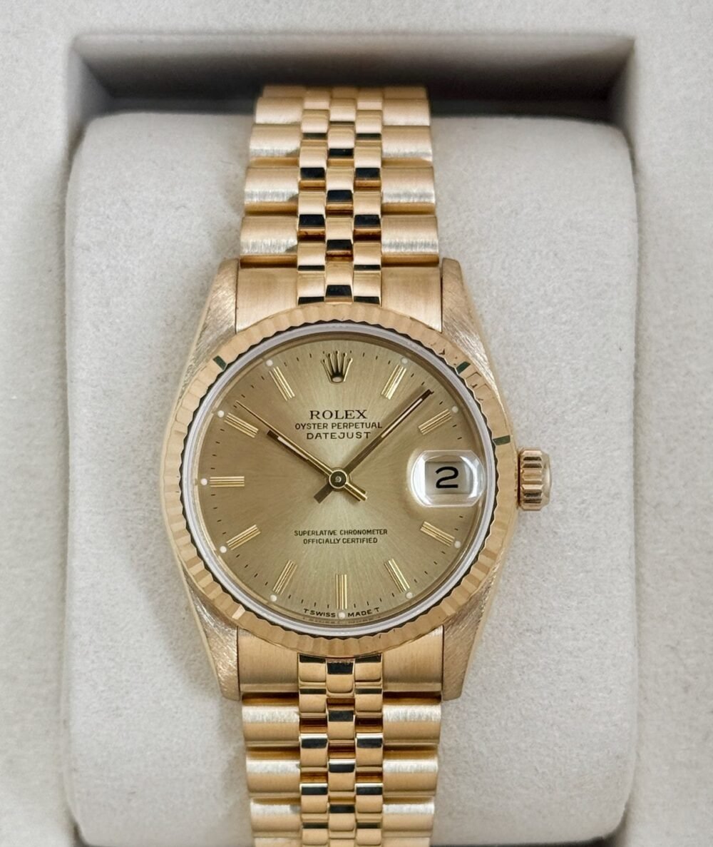 1990 Rolex Datejust 31mm 68278 Yellow Gold Jubilee Champagne Dial (Collectors Set)
