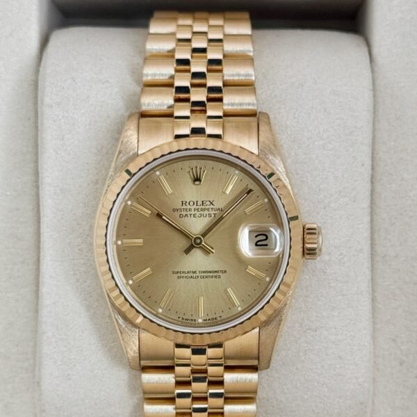 1990 Rolex Datejust 31mm 68278 Yellow Gold Jubilee Champagne Dial (Collectors Set)