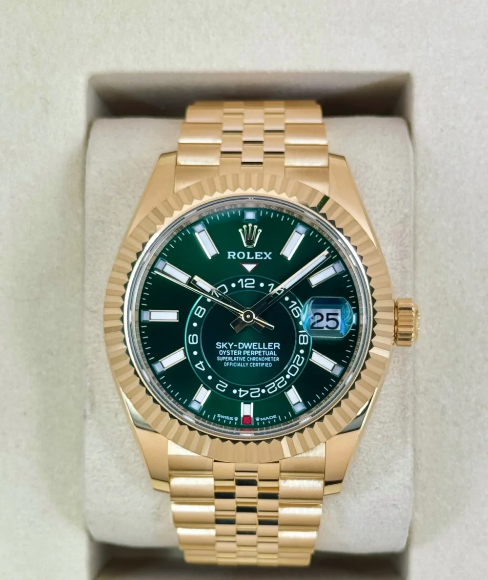 NEW 2026 Rolex Sky-Dweller 42mm 336938 Yellow Gold Jubilee Green Dial