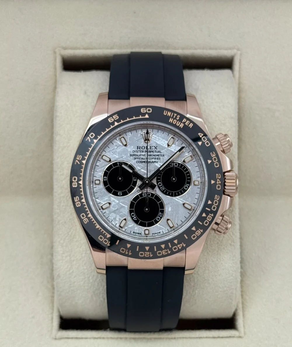 2022 Rolex Daytona 40mm 116515LN Rose Gold Oysterflex Meteorite Dial