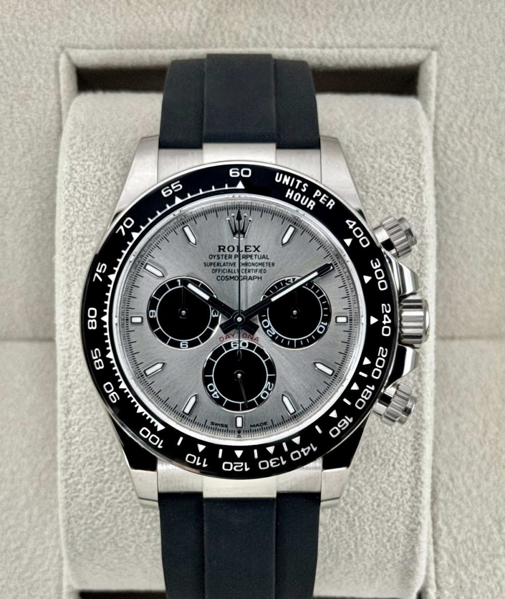 NEW 2025 Rolex Daytona 40mm 126519LN White Gold Oysterflex Silver Ghost Dial