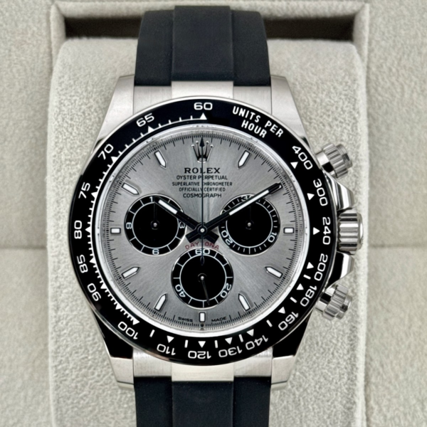 NEW 2025 Rolex Daytona 40mm 126519LN White Gold Oysterflex Silver Ghost Dial