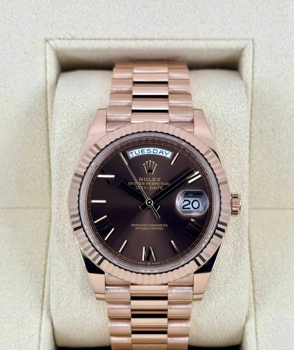 2024 Rolex Day-Date 40mm 228235 Rose Gold Chocolate Dial