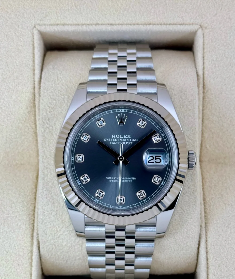2024 Rolex Datejust 41mm 126334 Stainless Steel Jubilee Rhodium Diamond Dial