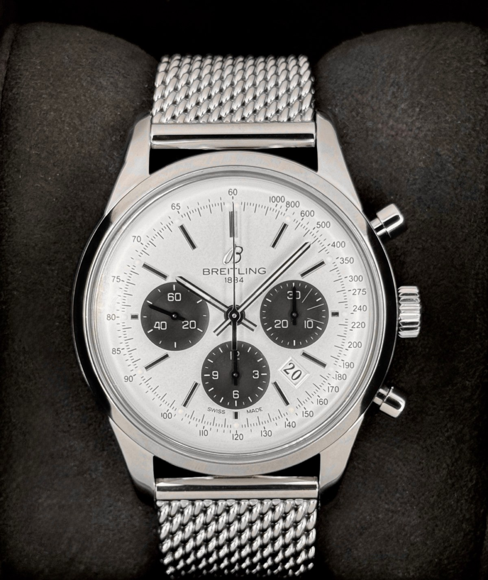 2013 Breitling Transocean Chronograph 43mm AB015212 Stainless Steel Silver Dial