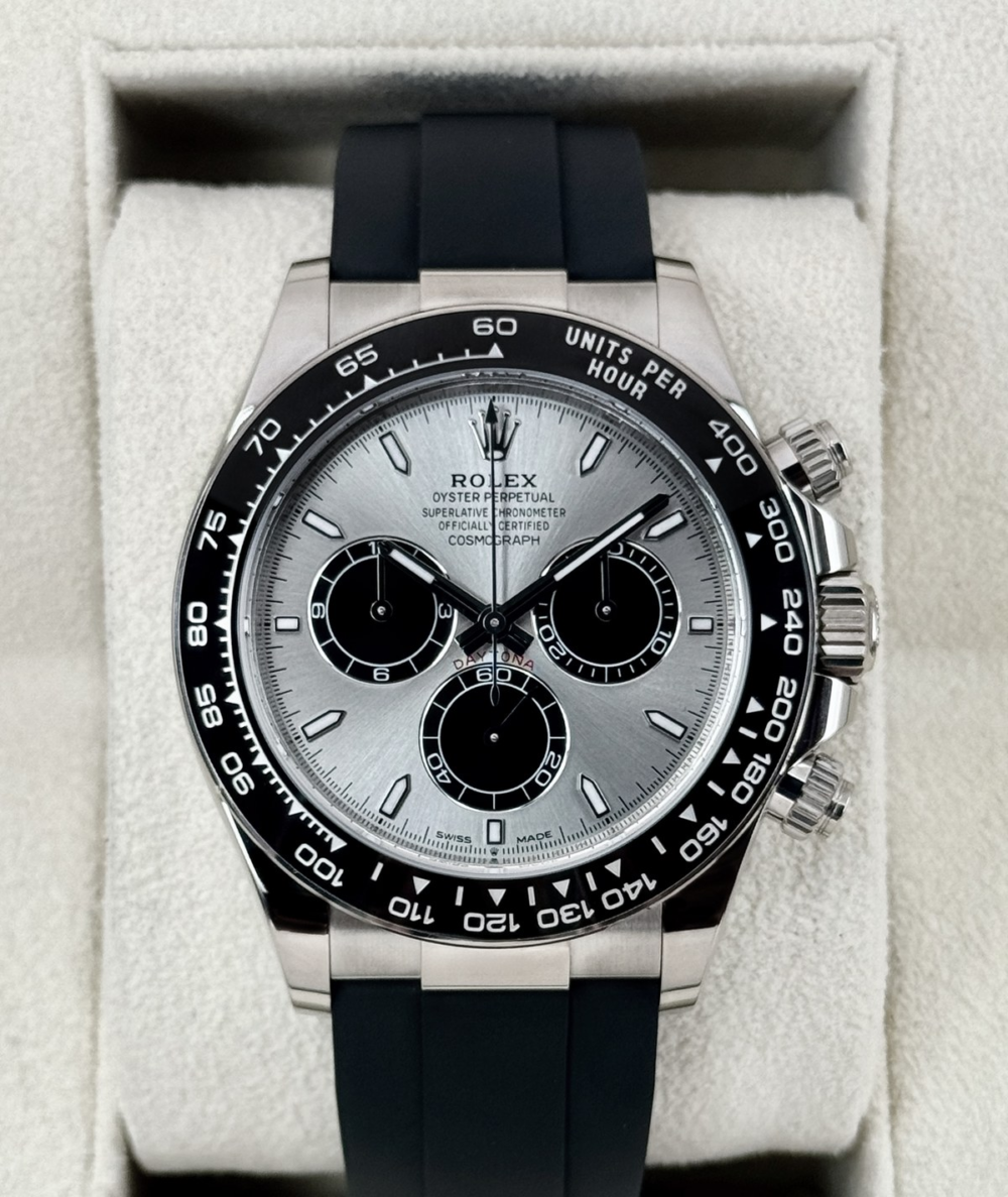 2024 Rolex Daytona 40mm 126519LN White Gold Oysterflex Silver Ghost Dial