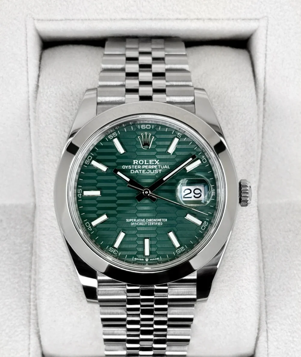 2023 Rolex Datejust 41mm 126300 Stainless Steel Jubilee Green Motif Dial