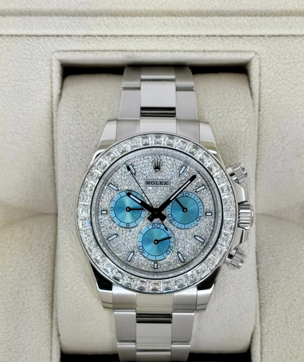 2024 Rolex Daytona 40mm 126576TBR Platinum Diamond Bezel Diamond Paved Dial