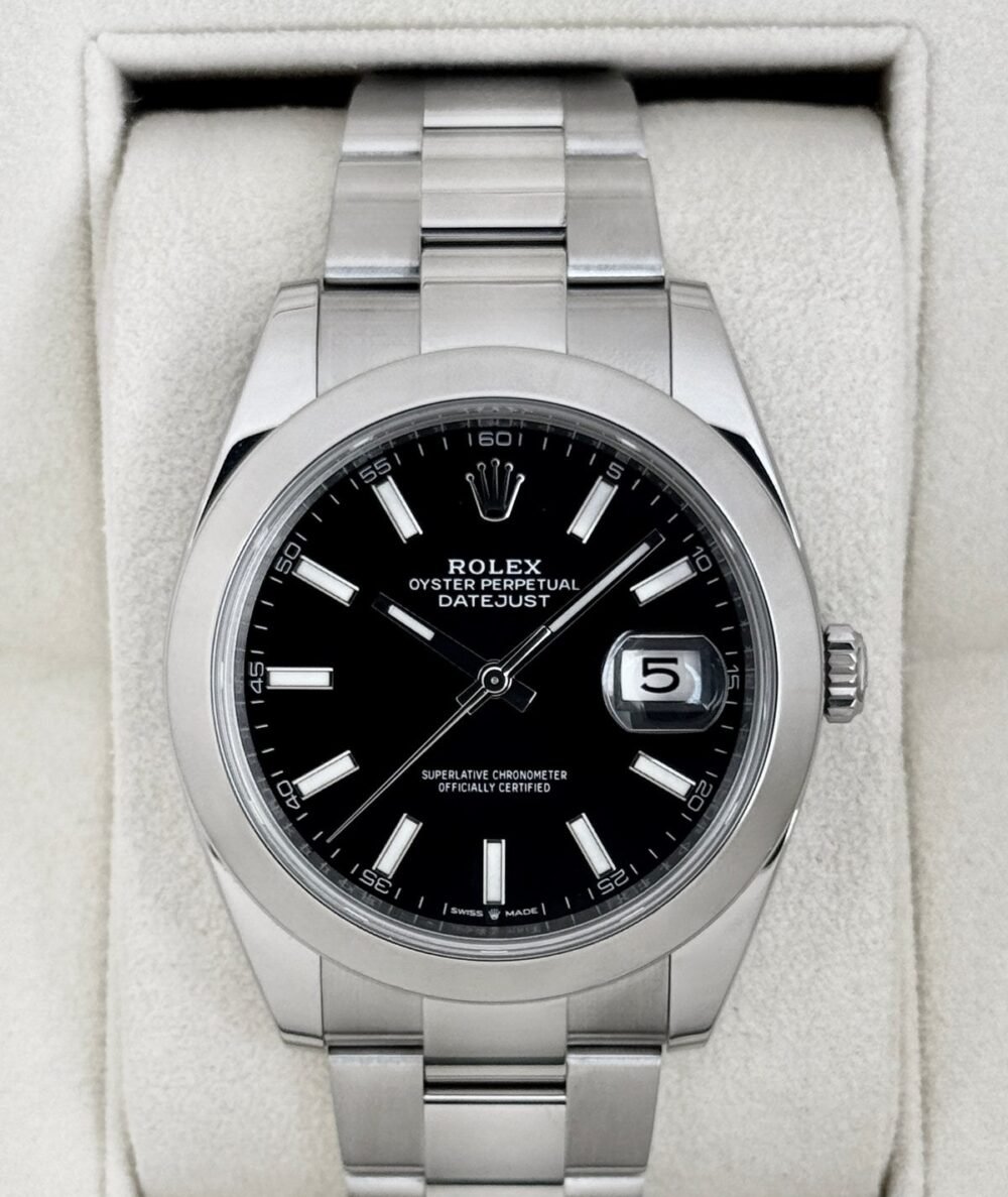 2021 Rolex Datejust 41mm 126300 Stainless Steel Oyster Black Dial
