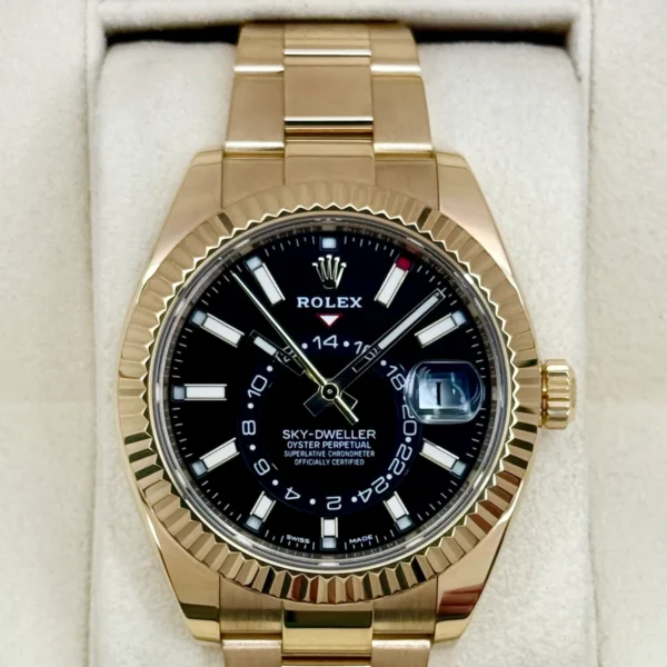2019 Rolex Sky-Dweller 42mm 326938 18K Yellow Gold Oyster Black Dial