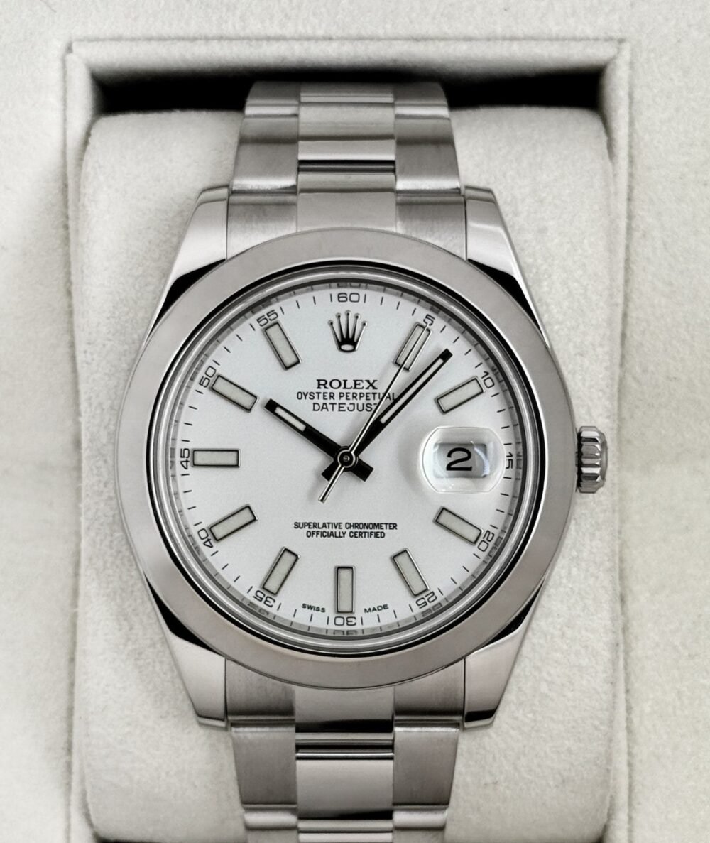 2015 Rolex Datejust 41mm 116300 Stainless Steel Oyster White Dial