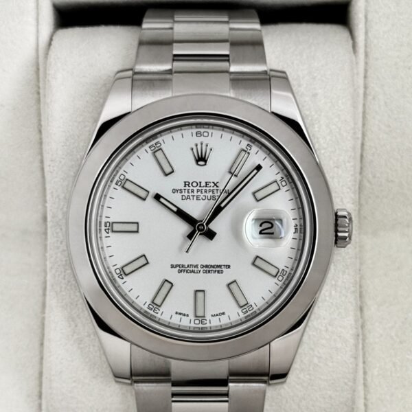 2015 Rolex Datejust 41mm 116300 Stainless Steel Oyster White Dial