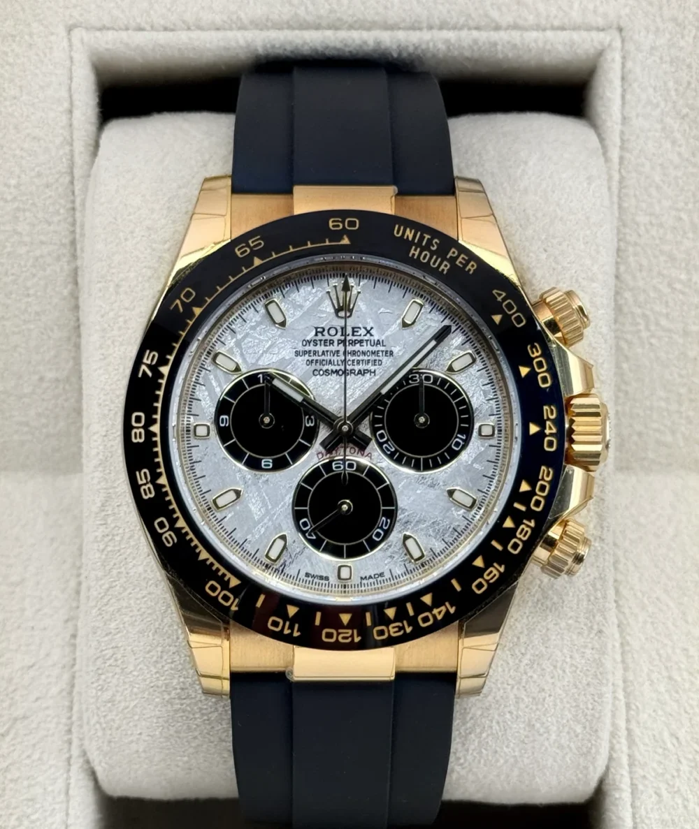 2022 Rolex Daytona 40mm 116518LN Yellow Gold Oysterflex Meteorite Dial (STICKERED)