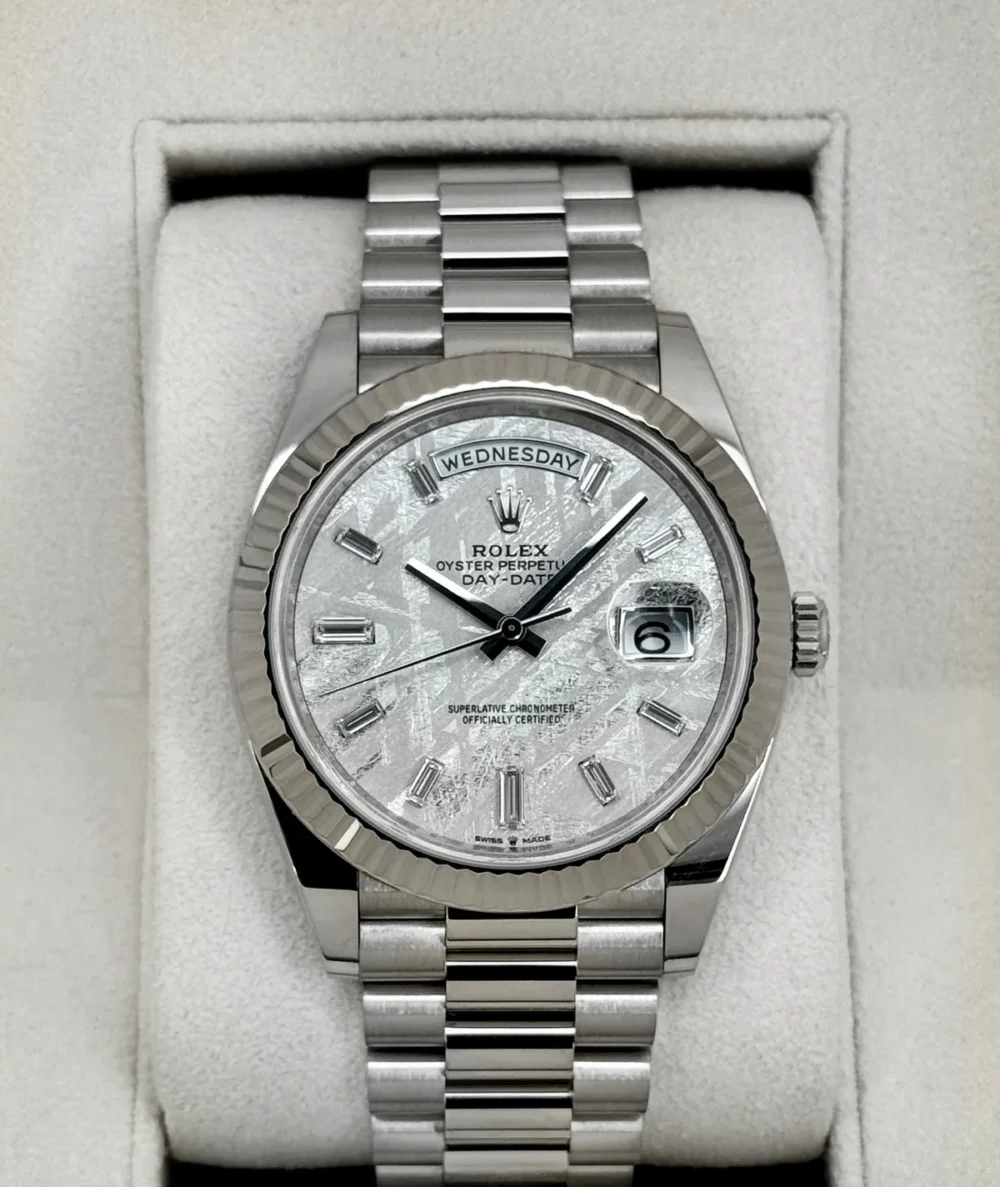 NEW 2025 Rolex Day-Date 40mm 228239 Presidential White Gold Meteorite Dial