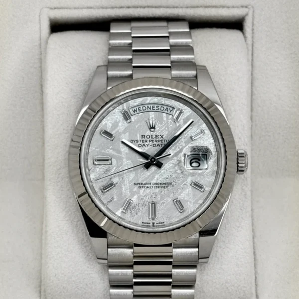 NEW 2025 Rolex Day-Date 40mm 228239 Presidential White Gold Meteorite Dial