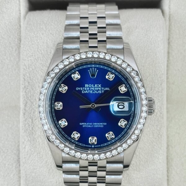 2024 Rolex Datejust 36mm 126284RBR Stainless Steel Jubilee Blue Diamond Dial