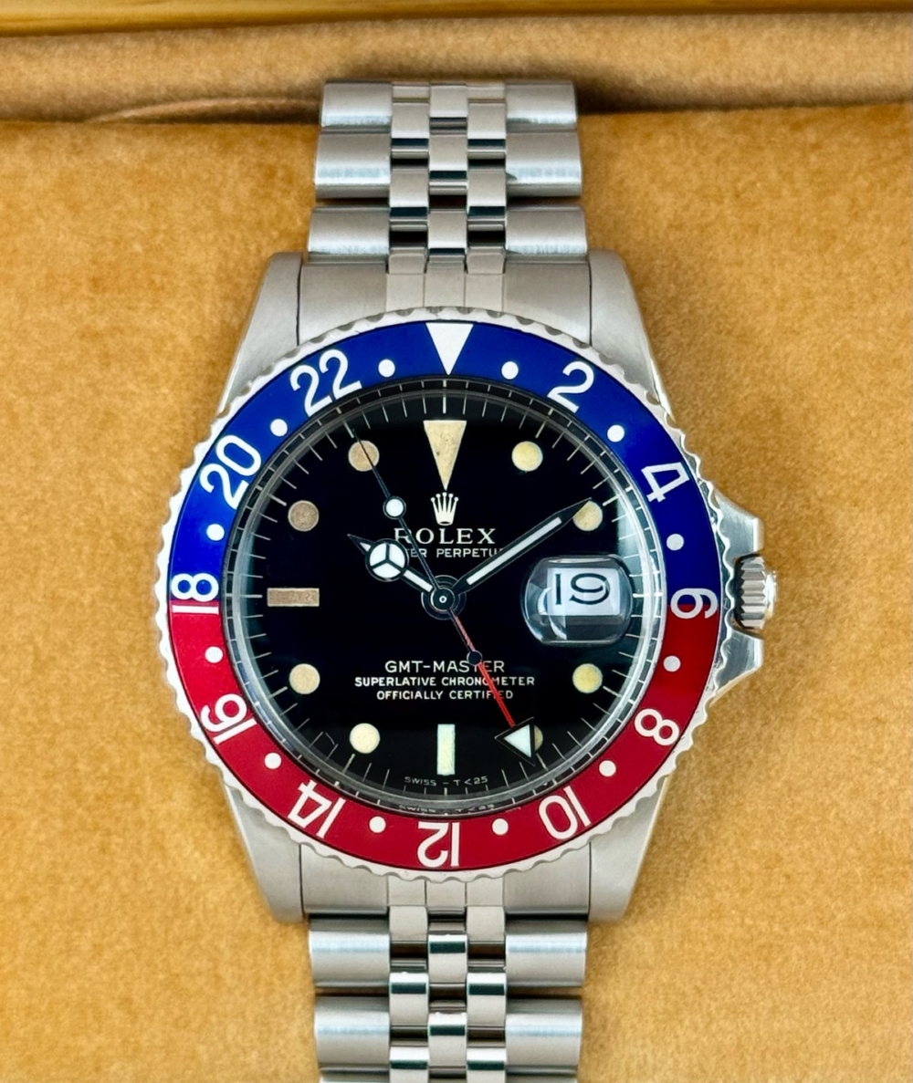 1966 Rolex GMT-Master "Pepsi" 40mm 1675 Stainless Steel Jubilee Black Dial (RSC Card)