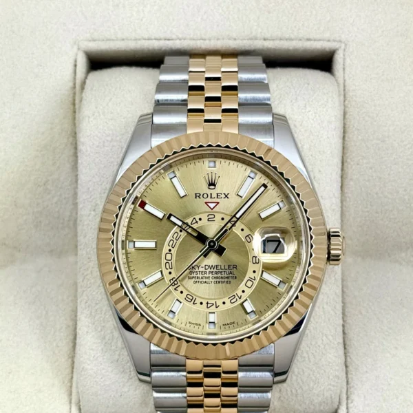 2022 Rolex Sky-Dweller 42mm 326933 Two-Tone Jubilee Champagne Dial