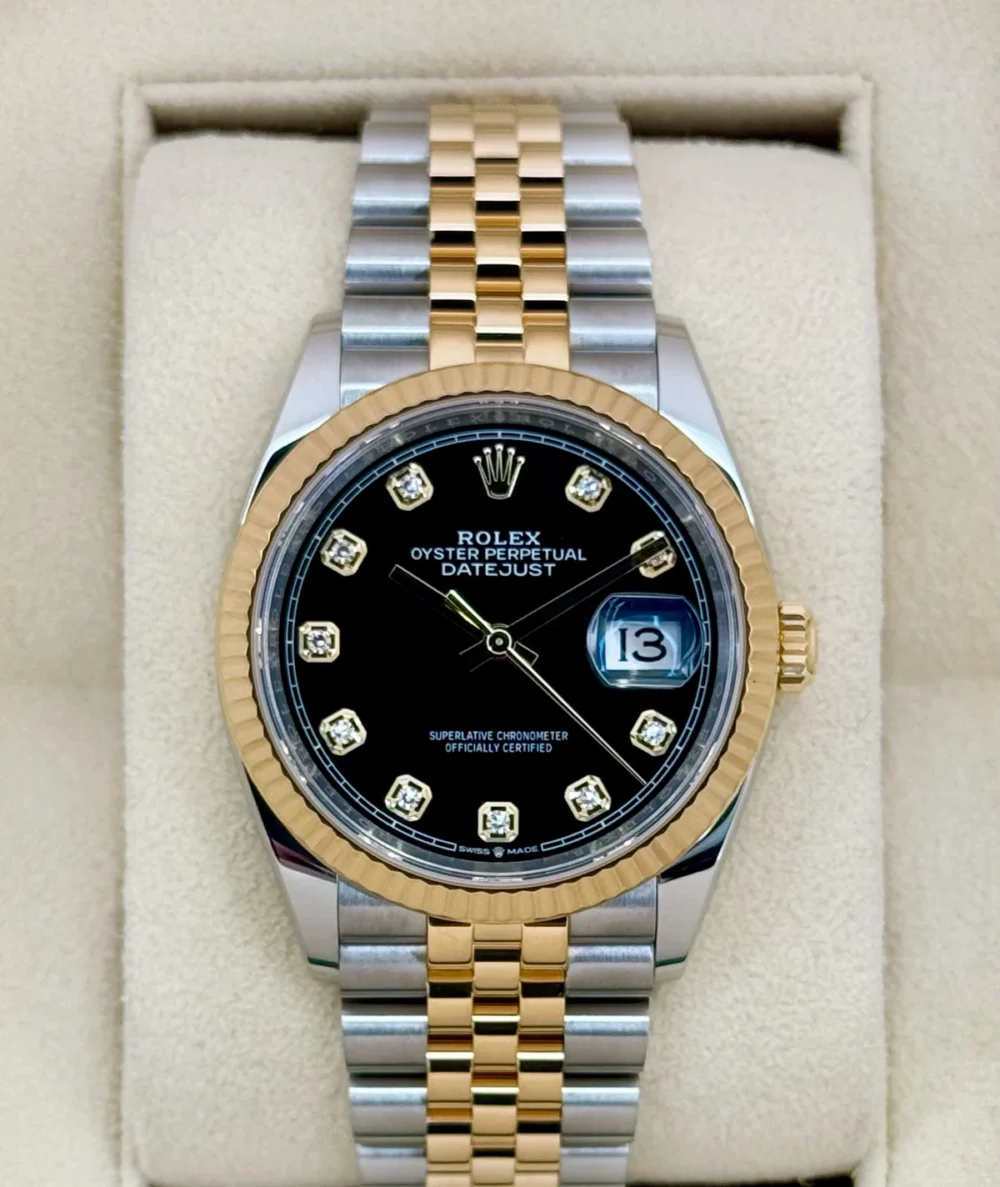 2024 Rolex Datejust 36mm 126233 Two-Tone Jubilee Black Diamond Dial