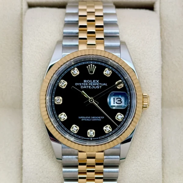 2024 Rolex Datejust 36mm 126233 Two-Tone Jubilee Black Diamond Dial