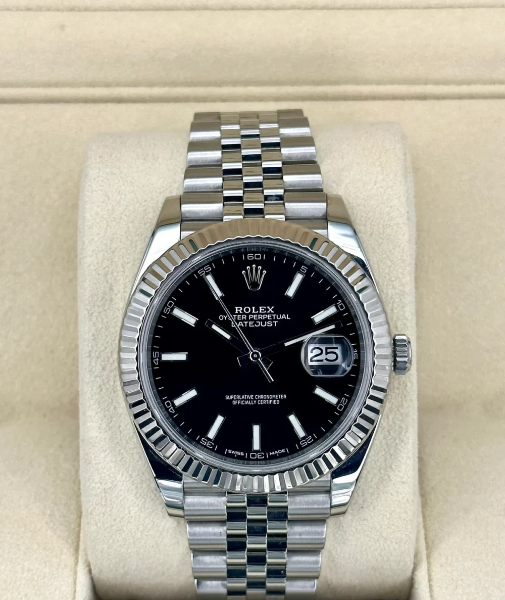 2021 Rolex Datejust 41mm 126334 Stainless Steel Jubilee Black Stick Dial