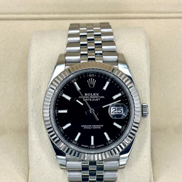 2021 Rolex Datejust 41mm 126334 Stainless Steel Jubilee Black Stick Dial