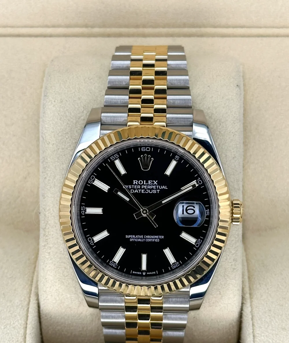 2023 Rolex Datejust 41mm 126333 Two-Tone Jubilee Black Stick Dial