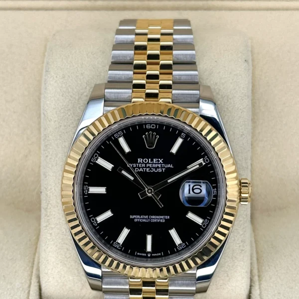 2023 Rolex Datejust 41mm 126333 Two-Tone Jubilee Black Stick Dial