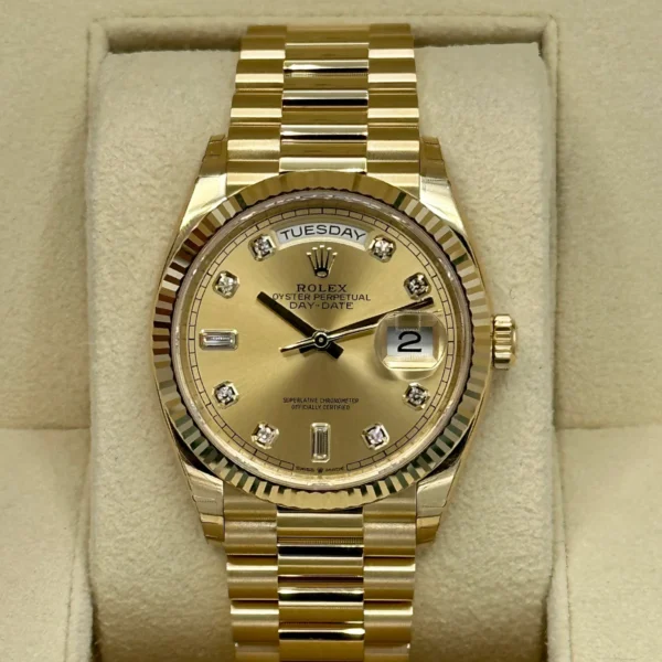2023 Rolex Day-Date 36mm 128238 Champagne Diamond Dial