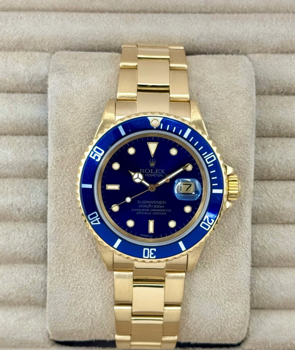 1987 Rolex Submariner "Bluesy" 40mm 16808 Yellow Gold Blue Dial