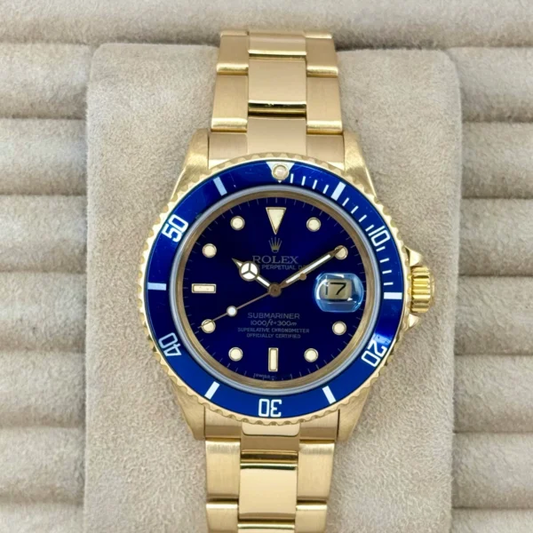 1987 Rolex Submariner "Bluesy" 40mm 16808 Yellow Gold Blue Dial