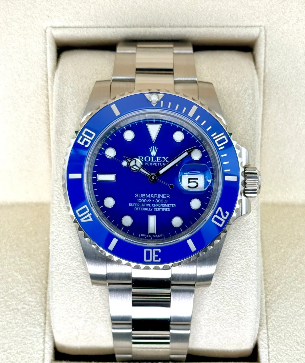 2018 Rolex Submariner "Smurf" 40mm 116619LB White Gold Blue Dial