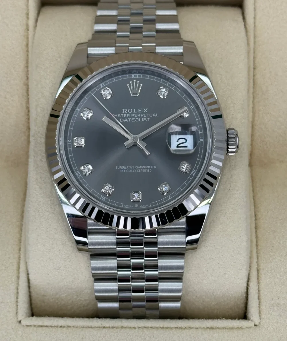 2023 Rolex Datejust 41mm 126334 Steel Jubilee Grey 10 Diamond Dial