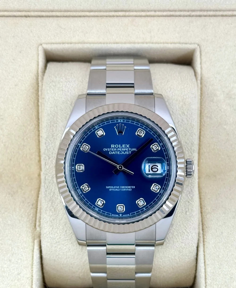 2021 Rolex Datejust 41mm 126334 Stainless Steel Oyster Blue Diamond Dial