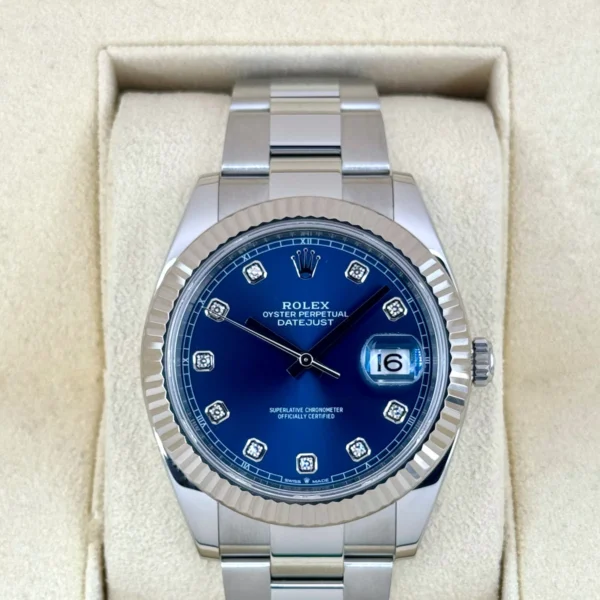 2021 Rolex Datejust 41mm 126334 Stainless Steel Oyster Blue Diamond Dial