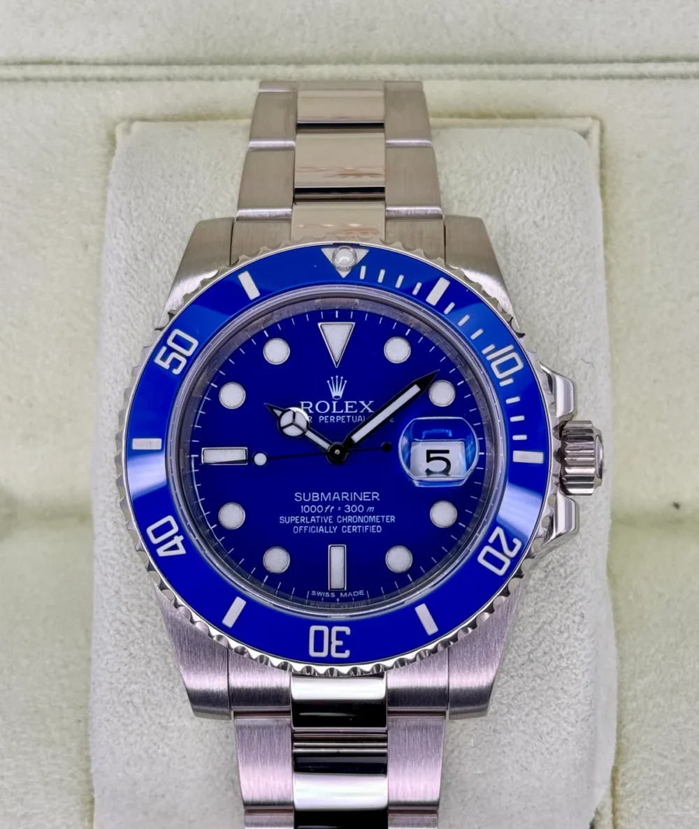 2013 Rolex Submariner "Smurf" 40mm 116619LB White Gold Blue Dial