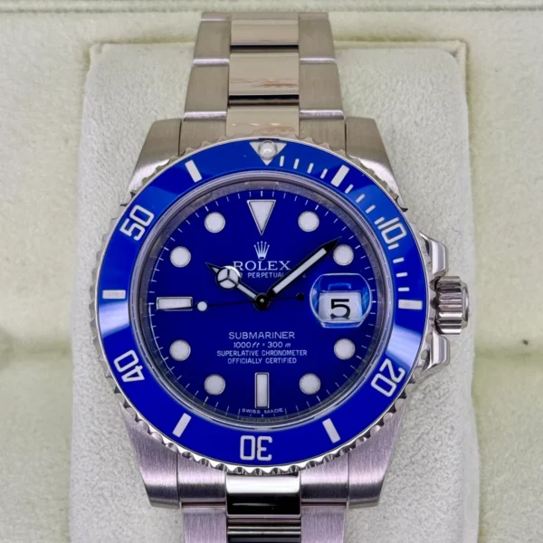 2013 Rolex Submariner "Smurf" 40mm 116619LB White Gold Blue Dial