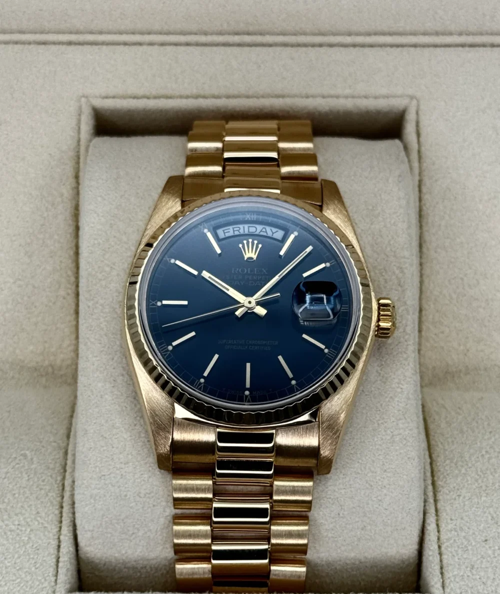 1981 Rolex Day-Date 36mm 18038 Presidential Black Dial