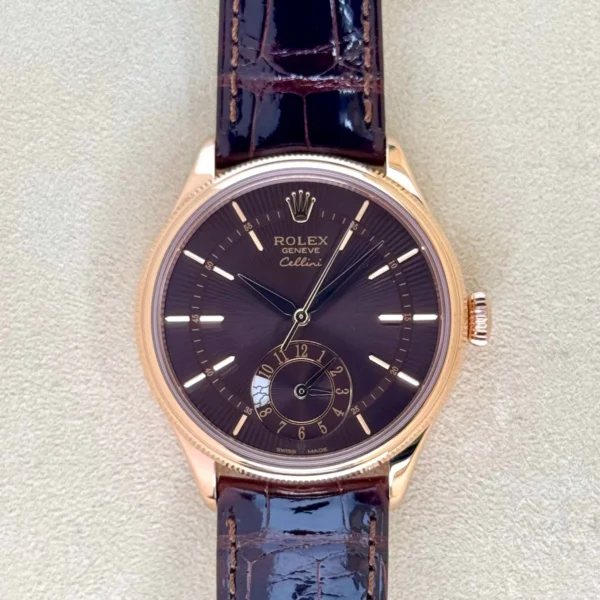 2020 Rolex Cellini Dual Time 39mm 50525 Rose Gold Brown Dial
