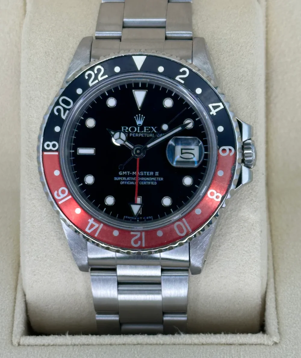 1987 Rolex GMT Master II "Coke" Fat Lady  16760 Black Dial w/RSC Card
