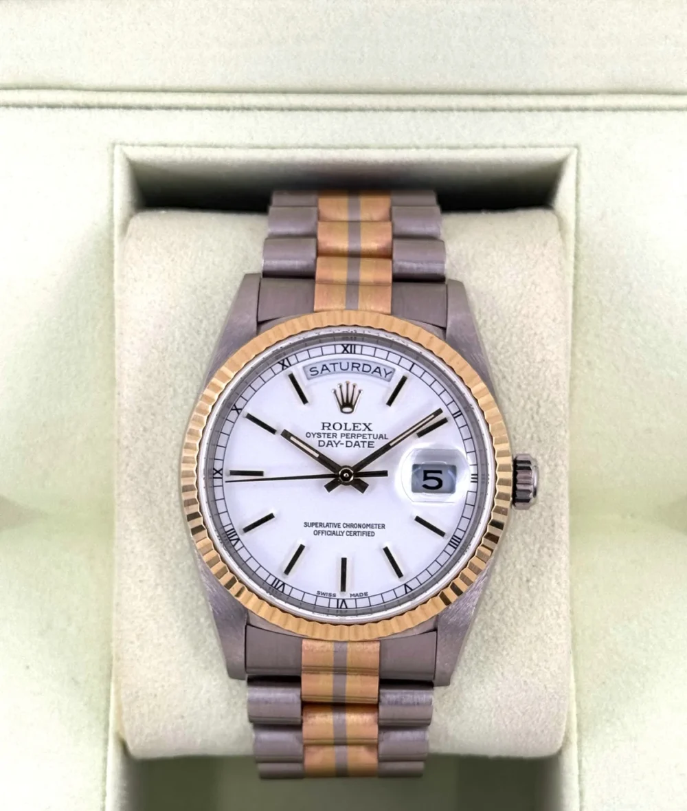1995 Rolex Day-Date Tridor 36mm 18239BIC Jubilee White Dial