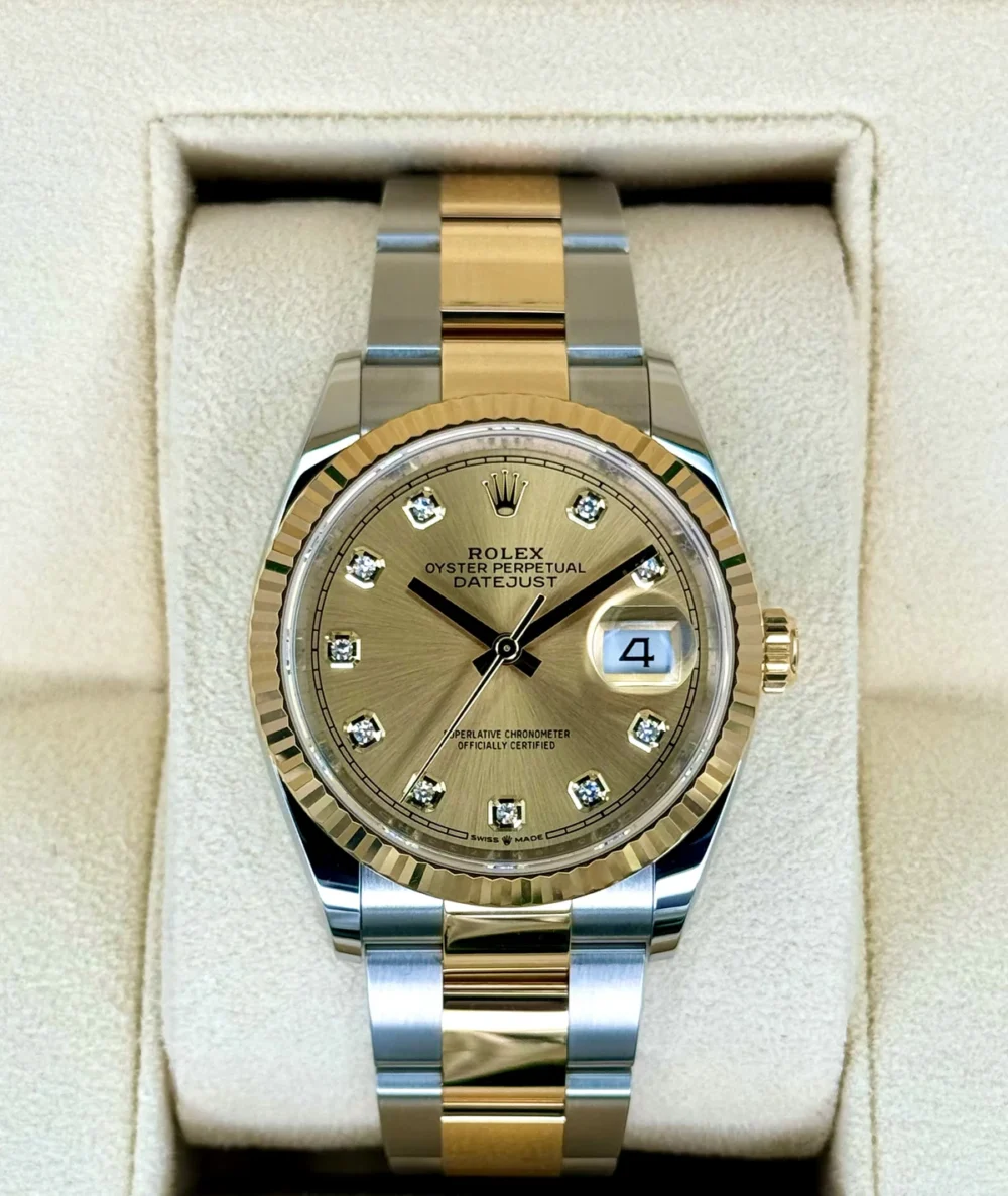 NEW 2024 Rolex Datejust 36mm 126233 Two-Tone Champagne Diamond Dial