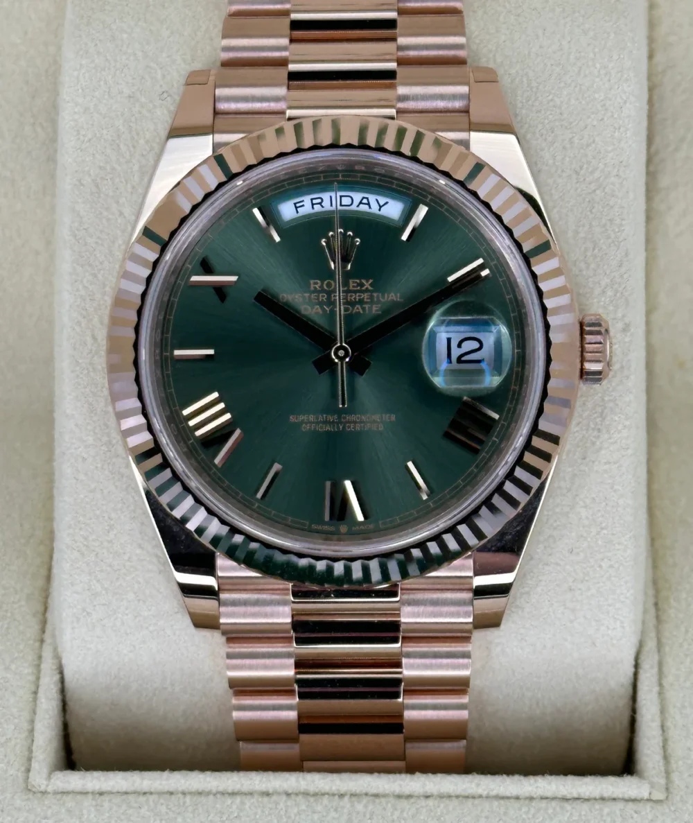 NEW 2022 Rolex Day-Date 40mm 228235 Presidential Rose Gold Olive Dial