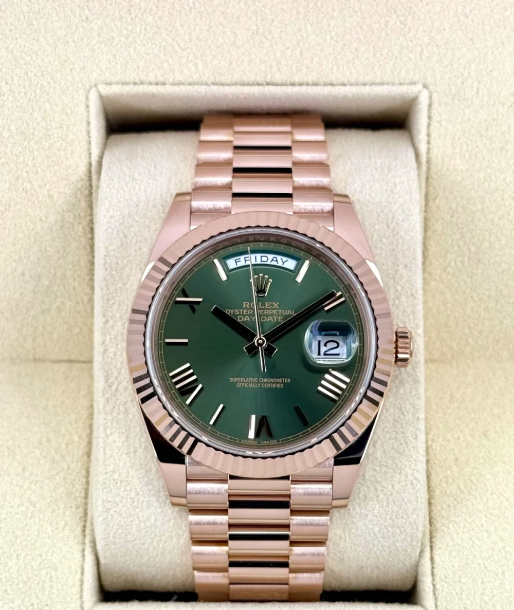 2017 Rolex Day-Date 40mm 228235 Presidential Rose Gold Olive Dial