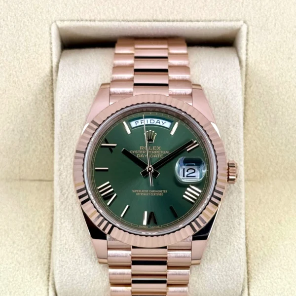 2017 Rolex Day-Date 40mm 228235 Presidential Rose Gold Olive Dial
